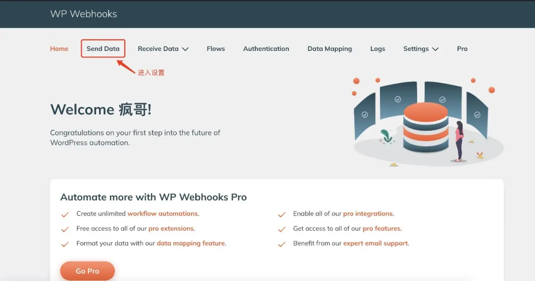 WP Webhook插件设置界面